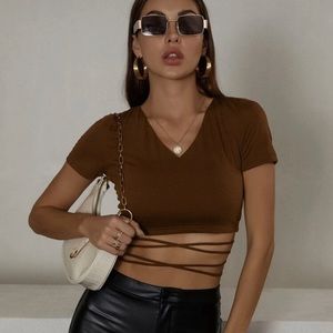 Crisscross back crop tee